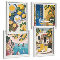 BILDER SET 4er Set - 50x50 cm & 40x60 cm Weißer Rahmen - Patio Sun Limonade - Weiß, Kunststoff (50/50cm) - TULUP
