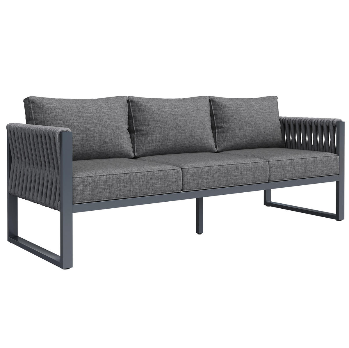 LOUNGEGARNITUR aus Metall in Grau mit verstellbaren Füßen - Grau, Metall - Modfu