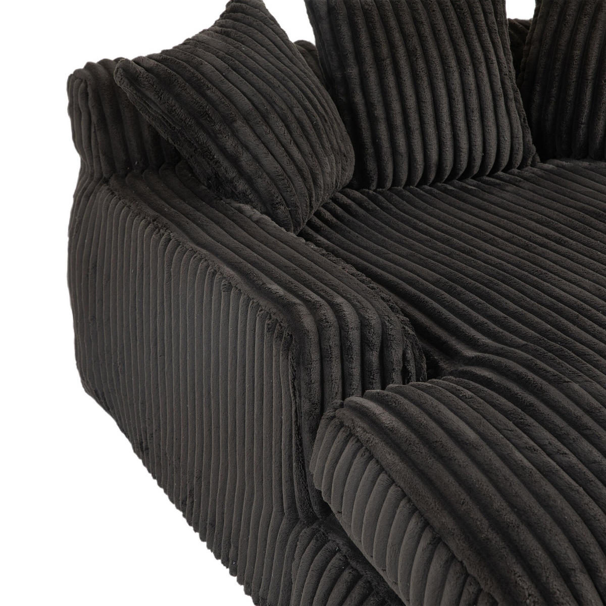 SCHLAFSOFA Relaxliege mit 3 Zierkissen,Lounge Sofa,Polstersofa,Cord,Schwarz - Schwarz, Textil (125/63/155cm) - LVHOM