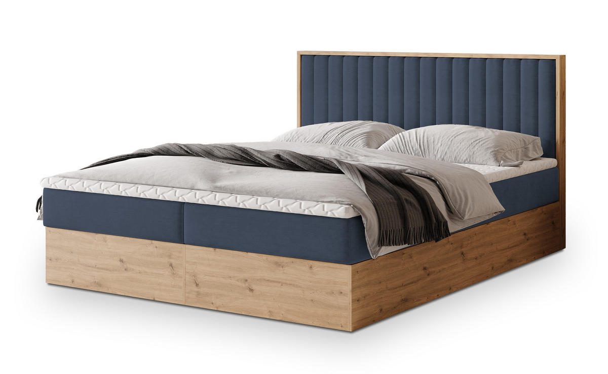 POSTEL BOXSPRING VARELI 180x200 cm, s matrací a úložným prostorem, modrá - modrá, kompozitní dřevo/textil (180/200cm) - MASSENO