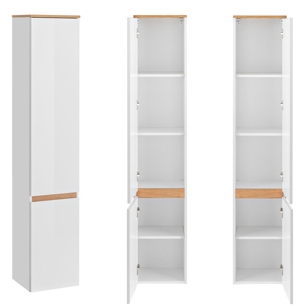 BADMÖBEL-SET 5-TLG. Campos-56 - Weiß, Holzwerkstoff (144/200/50cm) - Lomado