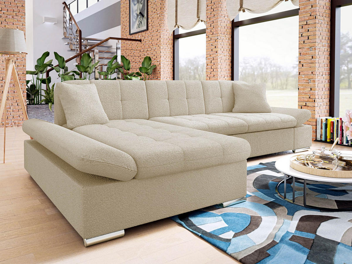 ECKSOFA Malwi, Seite: Links - Mokka, Holz/Textil (278/161cm) - MIRJAN24