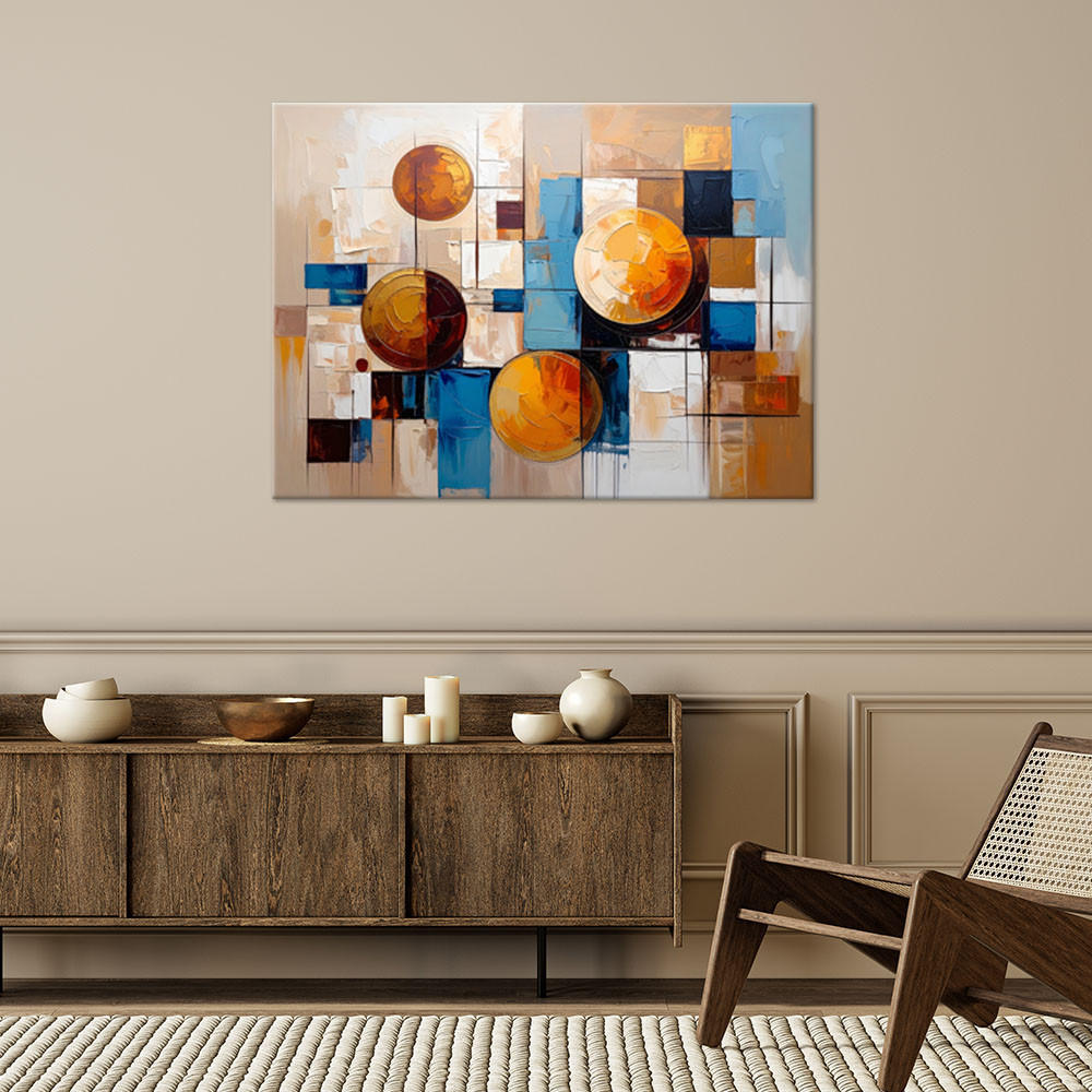 LEINWANDBILD Geometrische bunte Formen 120x80cm - Beige, Textil (120/80cm) - Feeby