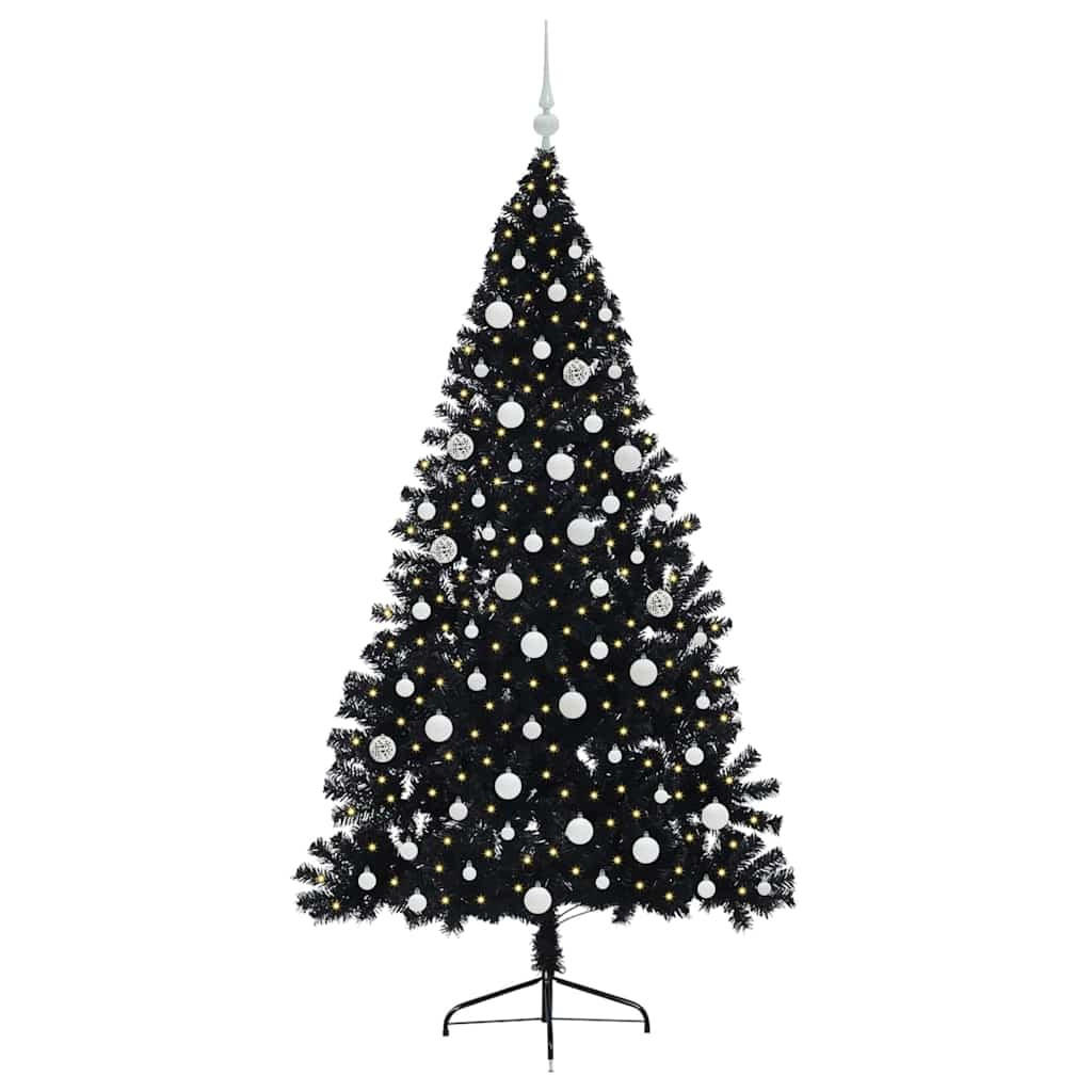WEIHNACHTSBAUM Künstlicher Vorbeleuchteter Haltbar 115/115/180 cm Schwarz PVC - Schwarz, Kunststoff (180cm) - vidaXL