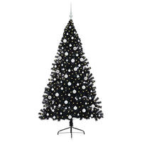 WEIHNACHTSBAUM Künstlicher Vorbeleuchteter Haltbar 115/115/180 cm Schwarz PVC - Schwarz, Kunststoff (180cm) - vidaXL