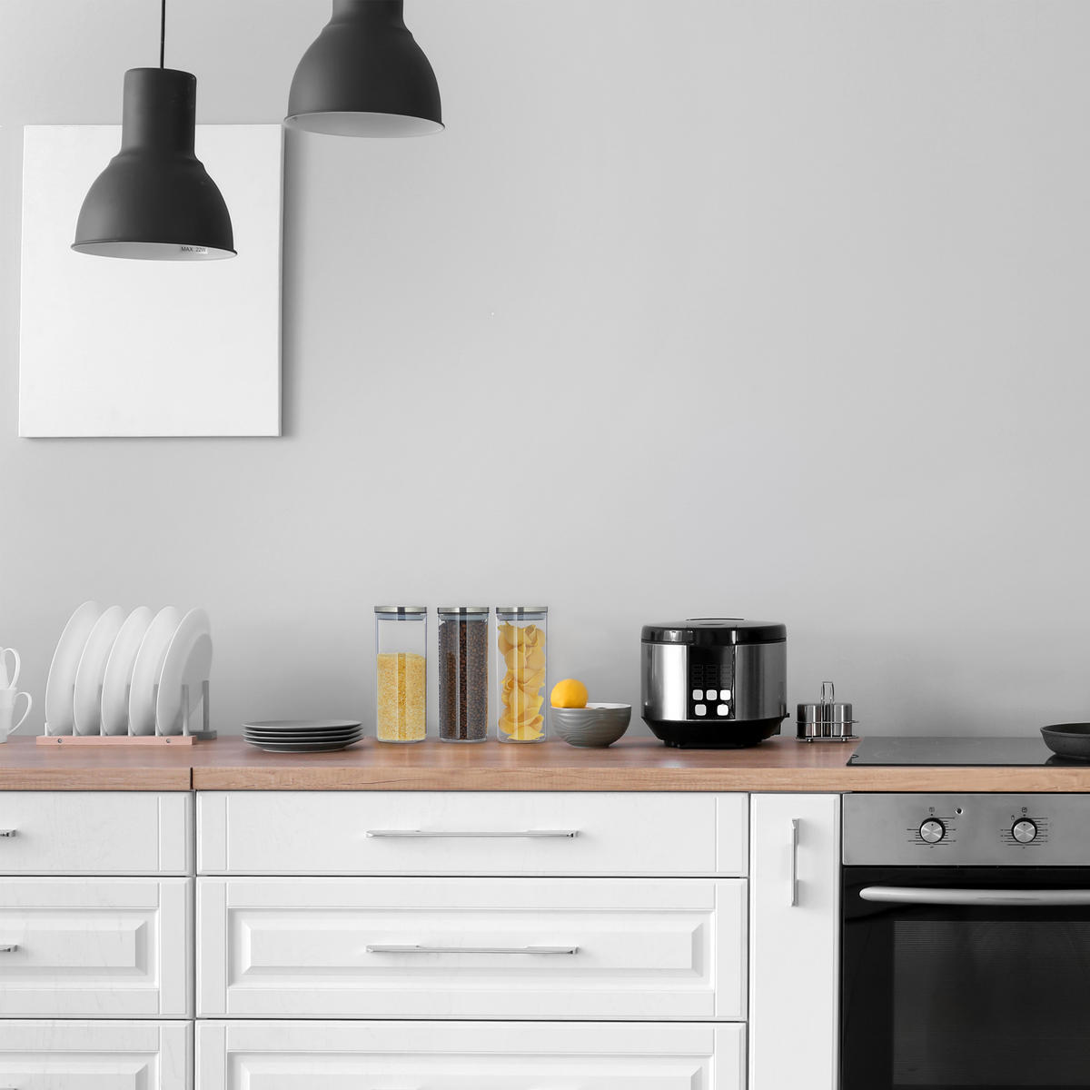 3xVORRATSGLAS - Transparent, Glas/Kunststoff (9.5/24/9.5cm) - Relaxdays