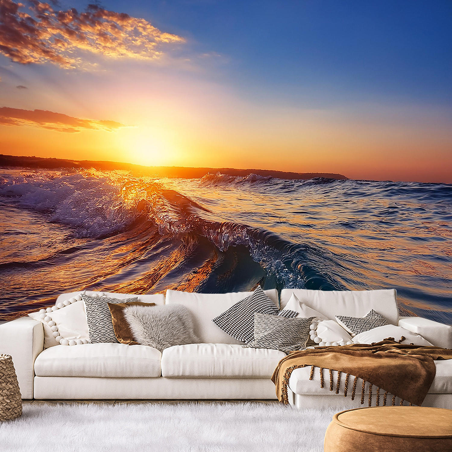 FOTOTAPETE, Meereswelle - Orange, Papier (200/1cm) - Feeby