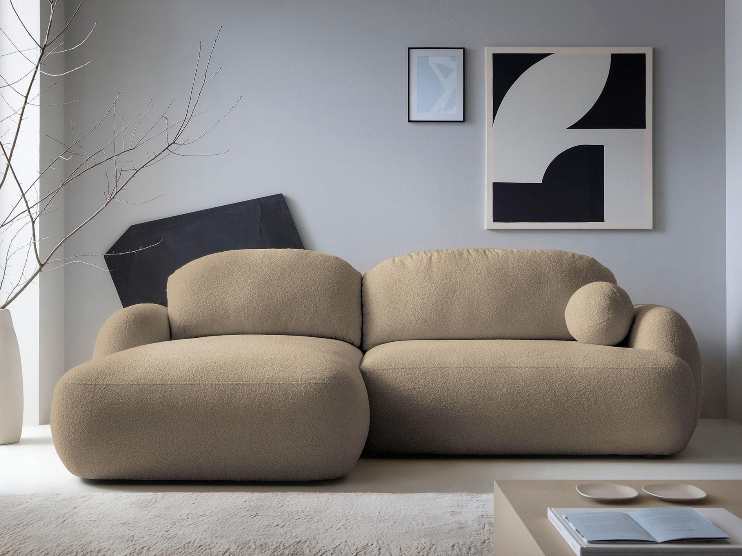 ECKSOFA Mayo, Seite: Links - Schwarz/Braun, Holz/Kunststoff (275/175cm) - MIRJAN24