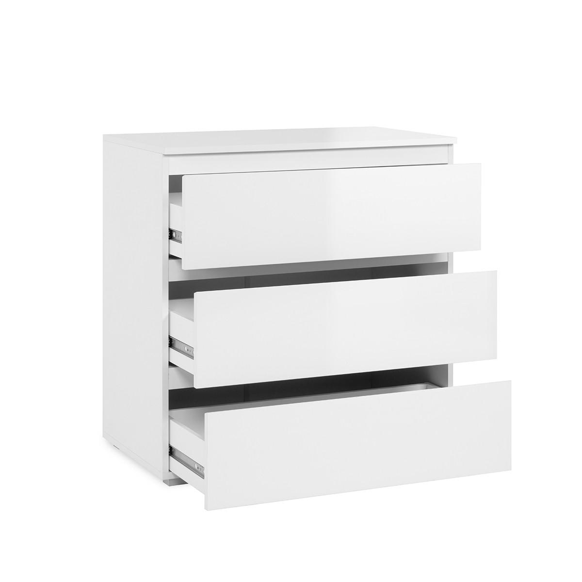 KOMMODE mit 3 Schubladen L80 cm - Pretoria - Weiß, Holzwerkstoff (45.1/80.4/80cm) - Calicosy