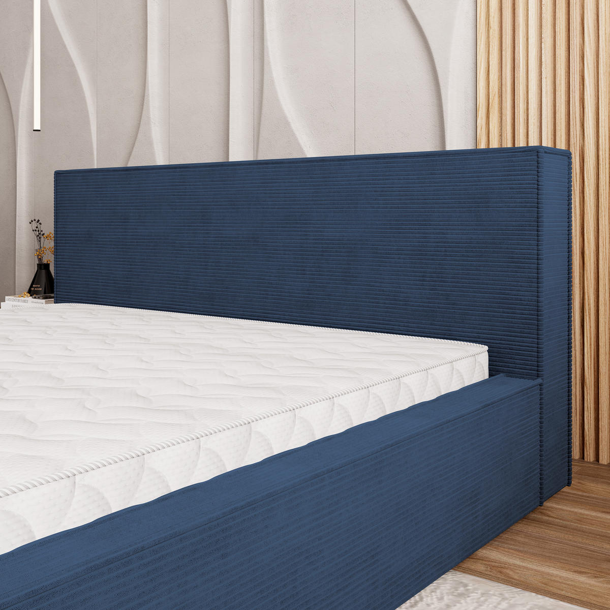 POLSTERBETT CELORA 180x200 cm mit Bettkästen - Blau - Blau, Holz (180/200cm) - MASSENO