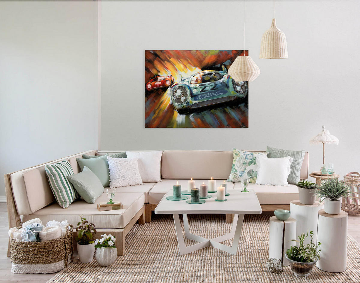 METALLBILD Rot 100/75 cm - Blau/Rot, Metall (5.1/75cm) - KUNSTLOFT