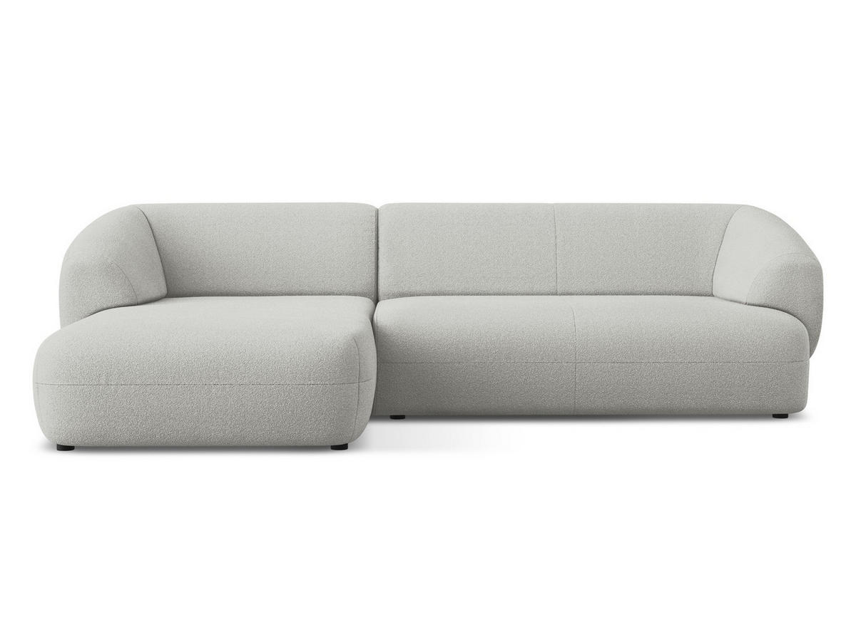 ECKSOFA Links Bouclé Stoff Grau - Hellgrau/Schwarz, Kunststoff/Textil (156/280cm) - Makamii