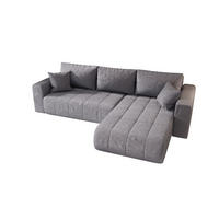 ECKSOFA LARA rechts blau Velours Monolith 70 - Schlaffunktion, Bettkasten - Blau, Textil (280/174cm) - Cornero