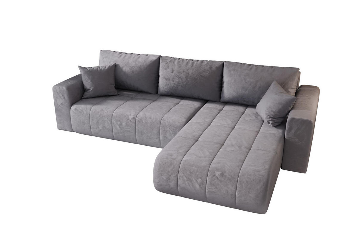 ECKSOFA mit Schlaffunktion MILO R Monolith 70 Rechts - Hellgrau, Textil (280/175cm) - Bedante