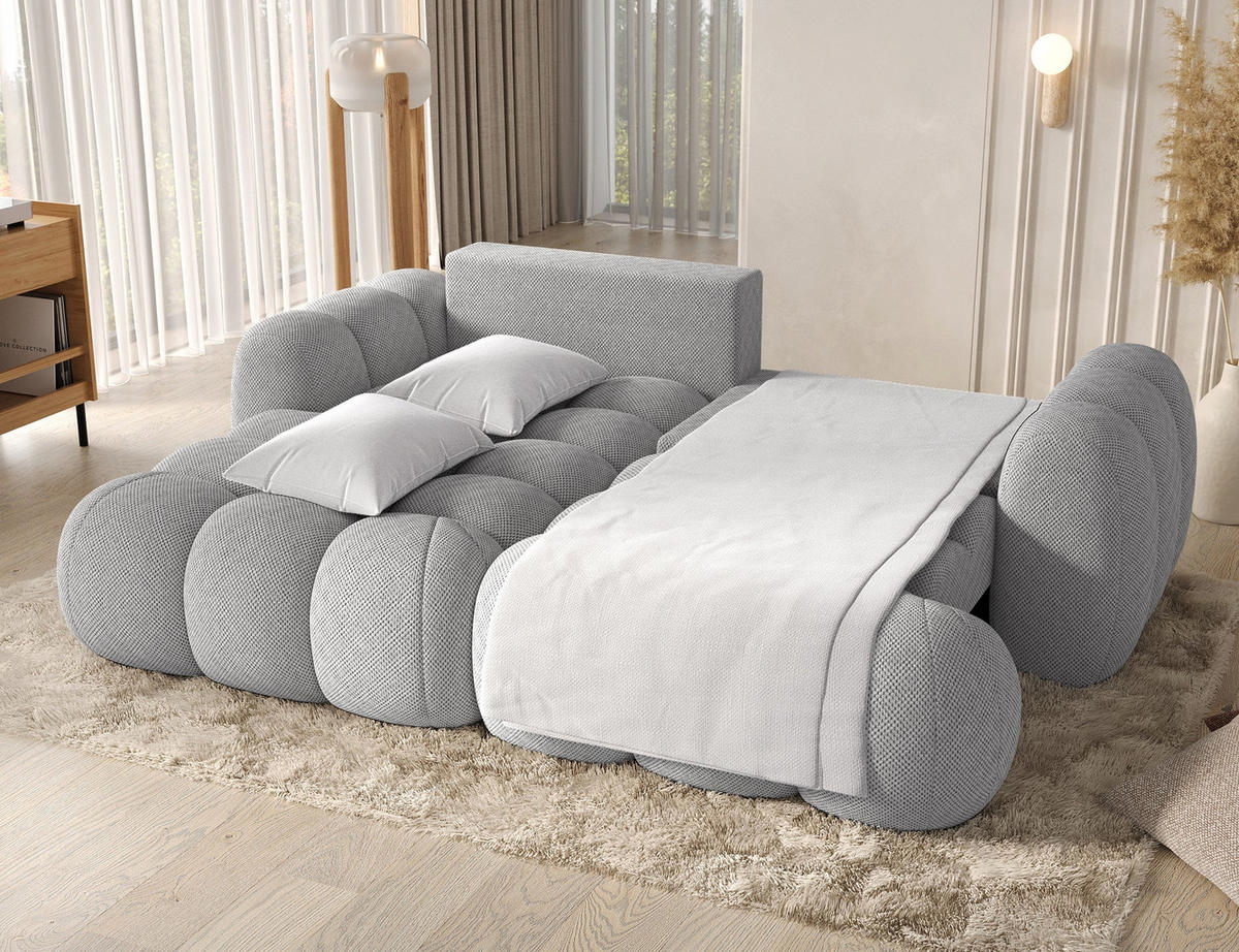 ECKSOFA COVELION L-Form – Schlaffunktion, Bettkasten, Wellenfederung, HR-Kaltschaum, inkl. Kissen, moderner Wohnkomfort - Grau, Kunststoff (260/167cm) - Wohnideebilder