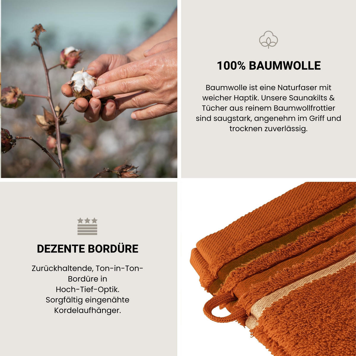 WASCHHANDSCHUHSET Skyline Color - 5-teilig - 16x22 cm - Terrakotta - Terracotta, Textil (16/22cm) - SCHIESSER