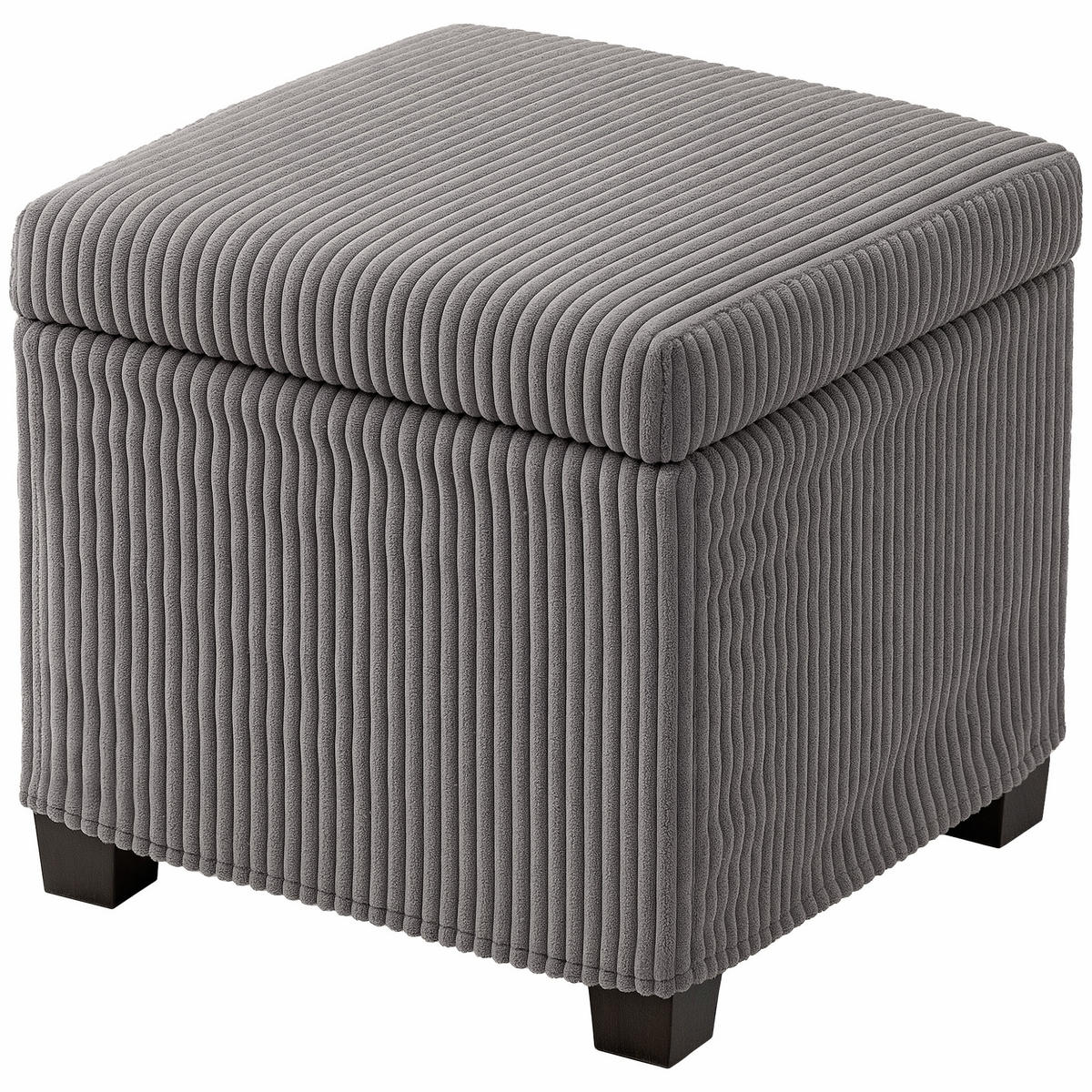 POUF DE-16411 mit Stauraum und Rippenvelours Grau - Grau, Textil (40/40/40cm) - ComfortXL
