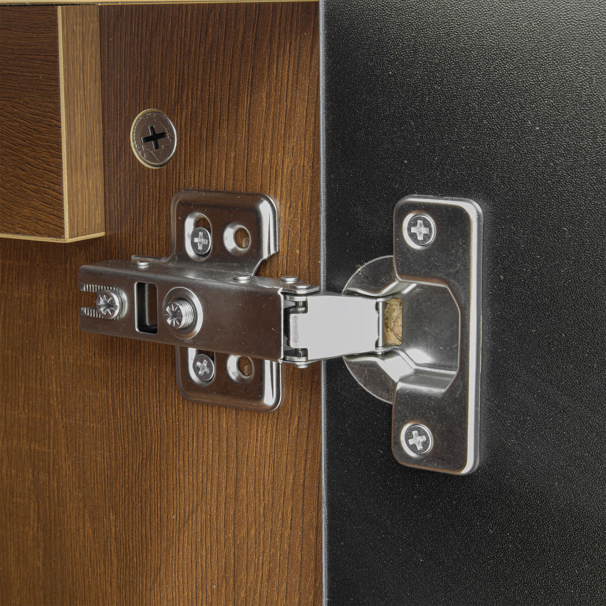LOWBOARD in Schwarz und Naturfarben TV-Schrank mit vier Türen für Wohnzimmer, B180/T38/H50 cm - Schwarz/Naturfarben, Holzwerkstoff/Metall (180/50/38cm) - STILVORA