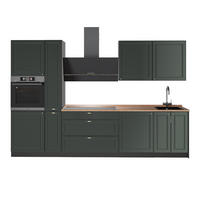 KÜCHENZEILE Fame-Line, Grün-Gold Landhaus/Anthrazit, 310 cm, AP Eiche - Anthrazit/Grün, Holzwerkstoff (310/206.8/60cm) - Vicco