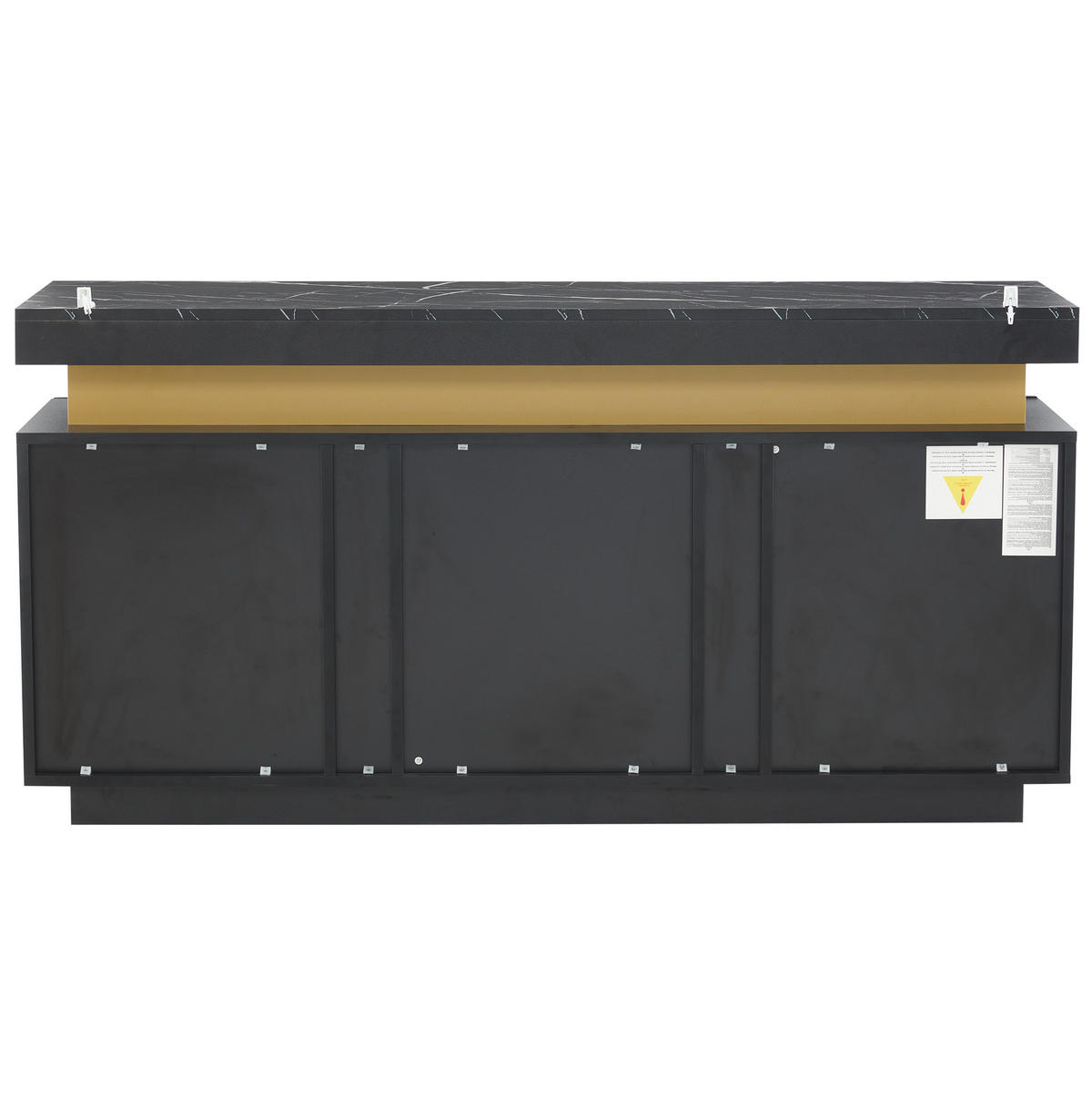 SIDEBOARD 140/38/70 cm in Schwarz mit 3 Türen und verstellbaren Einlegeböden - Schwarz, Holzwerkstoff (140/70/38cm) - Flora Grace