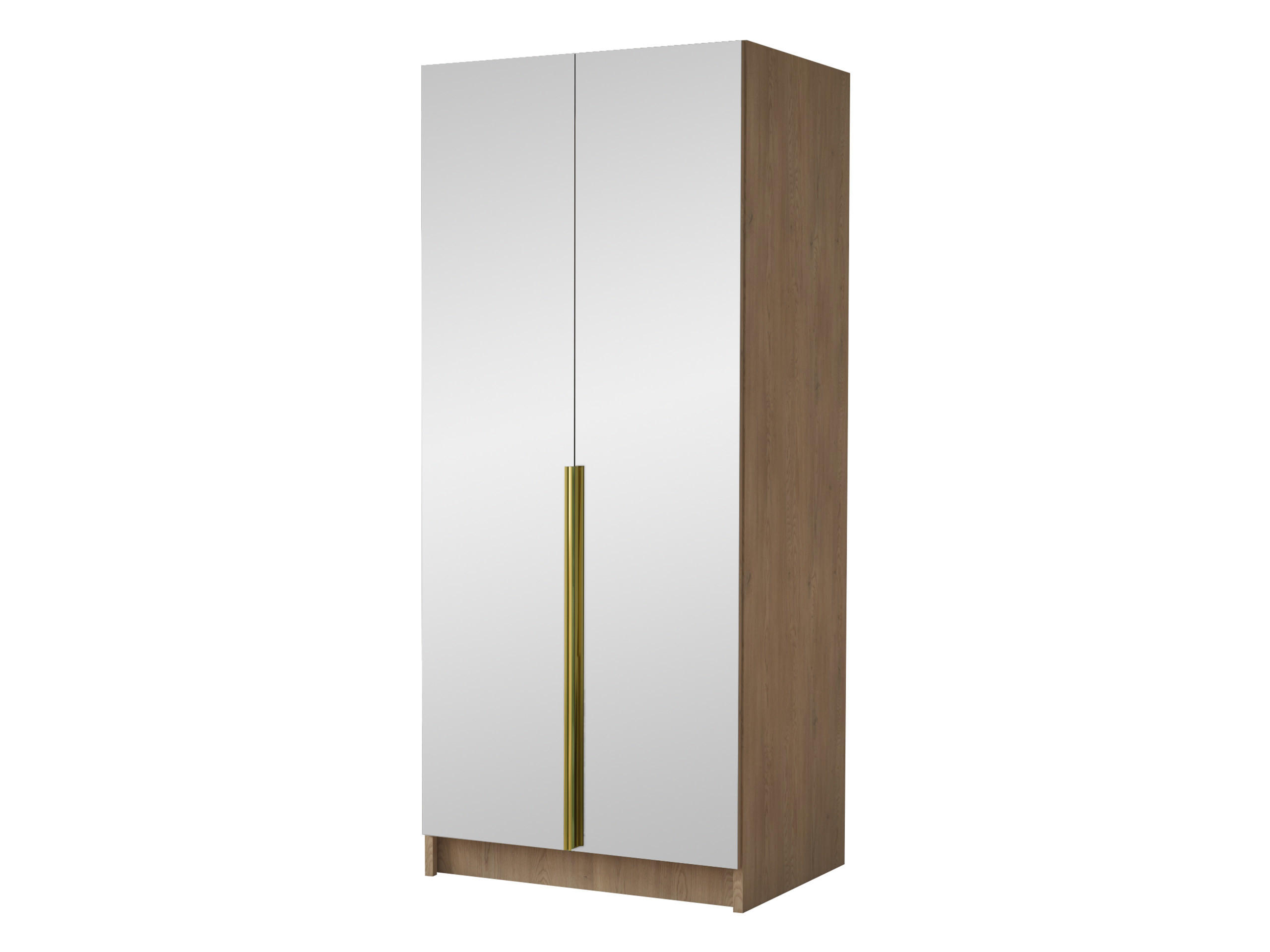 KLEIDERSCHRANK Bono III - Eichefarben/Goldfarben, Holzwerkstoff/Metall (100/215/58cm) - MIRJAN24