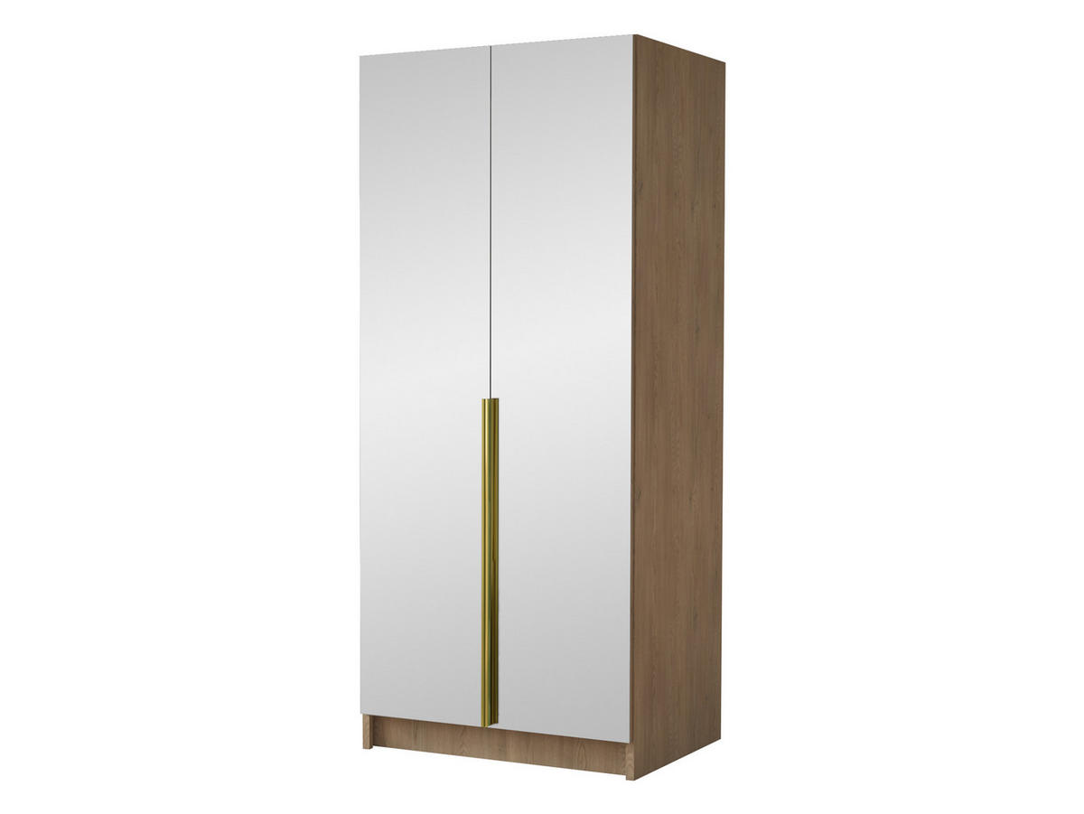 KLEIDERSCHRANK Bono III - Eichefarben/Goldfarben, Holzwerkstoff/Metall (100/215/58cm) - MIRJAN24