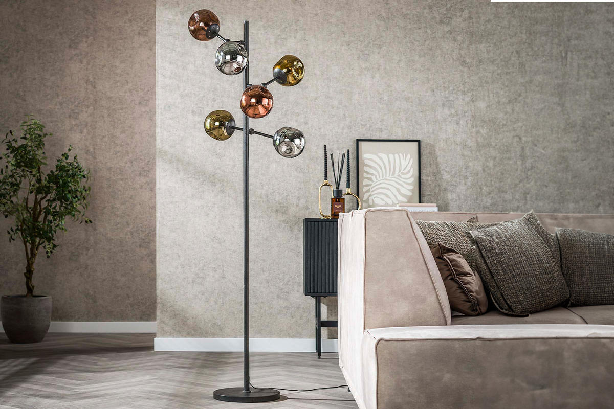 STEHLAMPE PELOTA Schwarz Glas - Schwarz, Glas (40/40/182cm) - KAWOLA