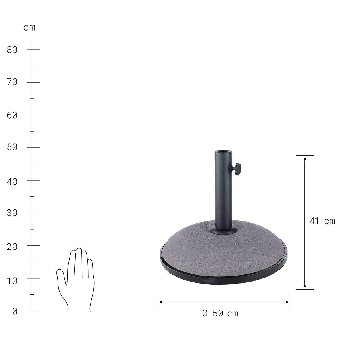 SCHIRMSTÄNDER Rock - Grau, Stein (50/50cm) - Butlers