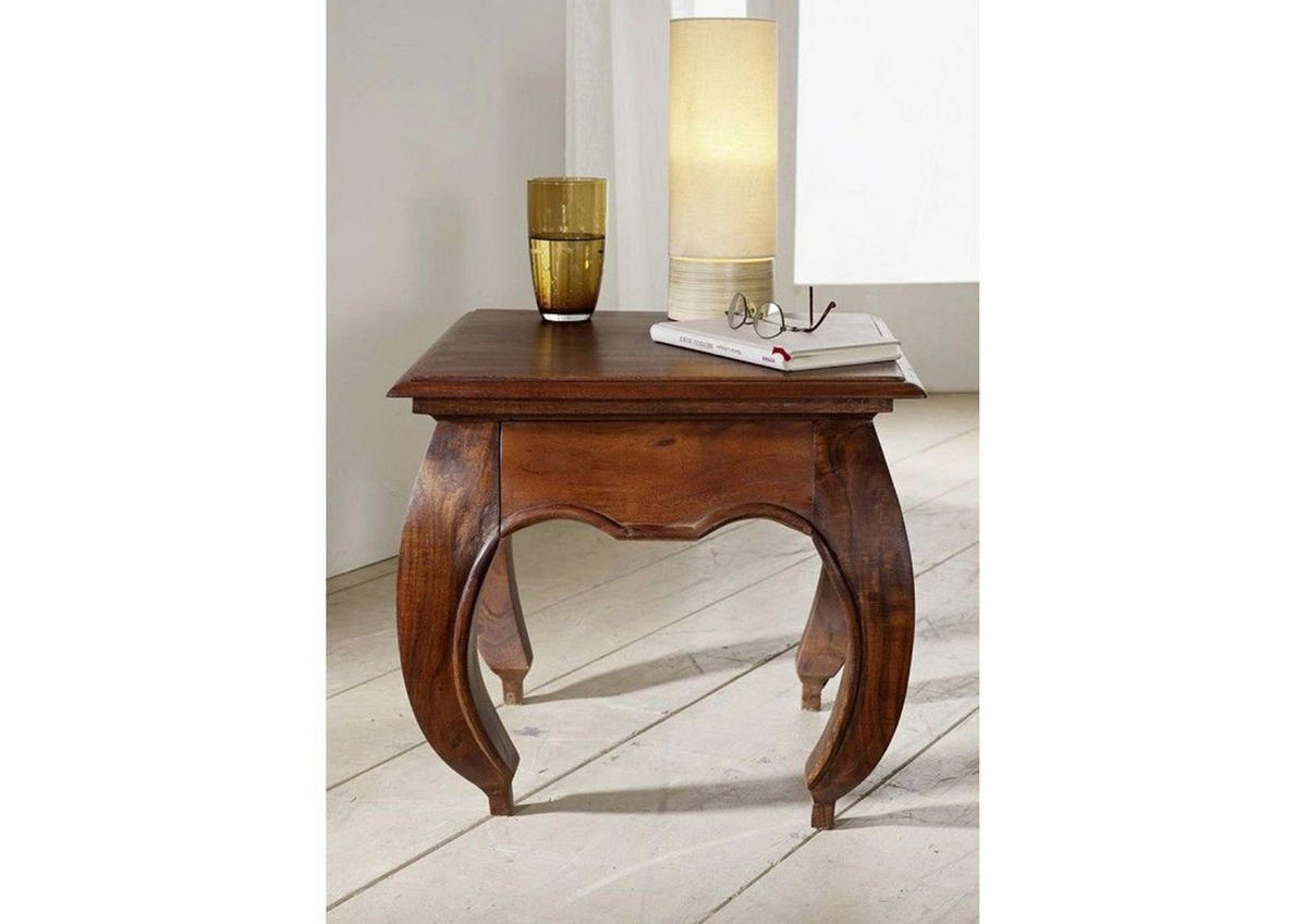 NACHTTISCH Akazie 45x45x42 nougat lackiert OPIUM #266 - Dunkelbraun, Holz (45/42/45cm) - Massivmoebel24