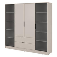 DREHTÜRENSCHRANK mit Glas 206 cm Kalma, 4 Türen, Kaschmir - Kaschmir, Holz (206/200/51cm) - Emporius