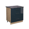 KÜCHENUNTERSCHRANK Fame-Line Dunkelblau Hochglanz 80 cm mit 3 Schubladen AP Anthrazit - Eiche Wotan/Dunkelblau, Holzwerkstoff (80/82/60cm) - Vicco