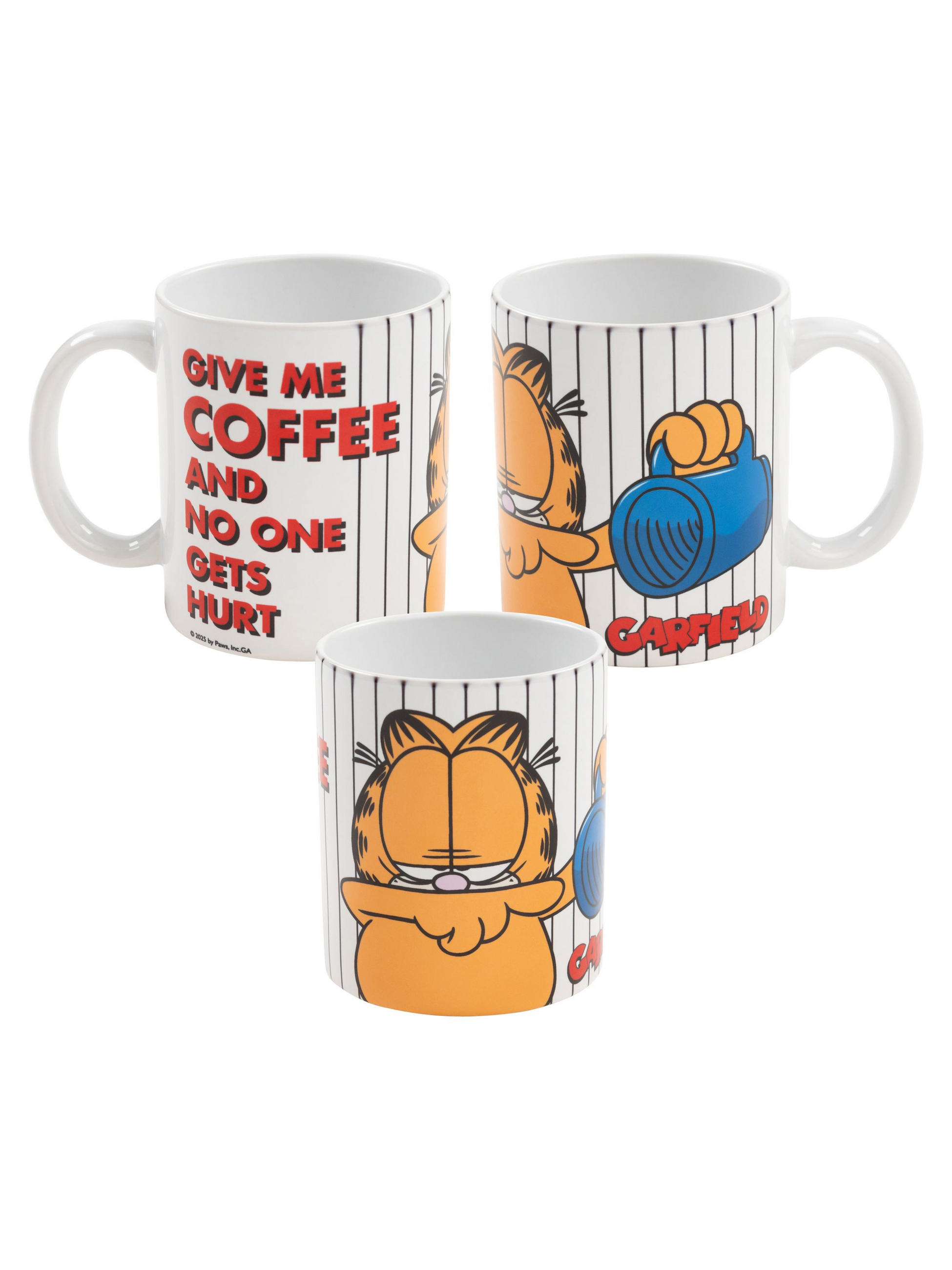 KAFFEEBECHER Garfield Give me Coffee Weiß 320 ml - Weiß, Keramik (0.32L) - United Labels