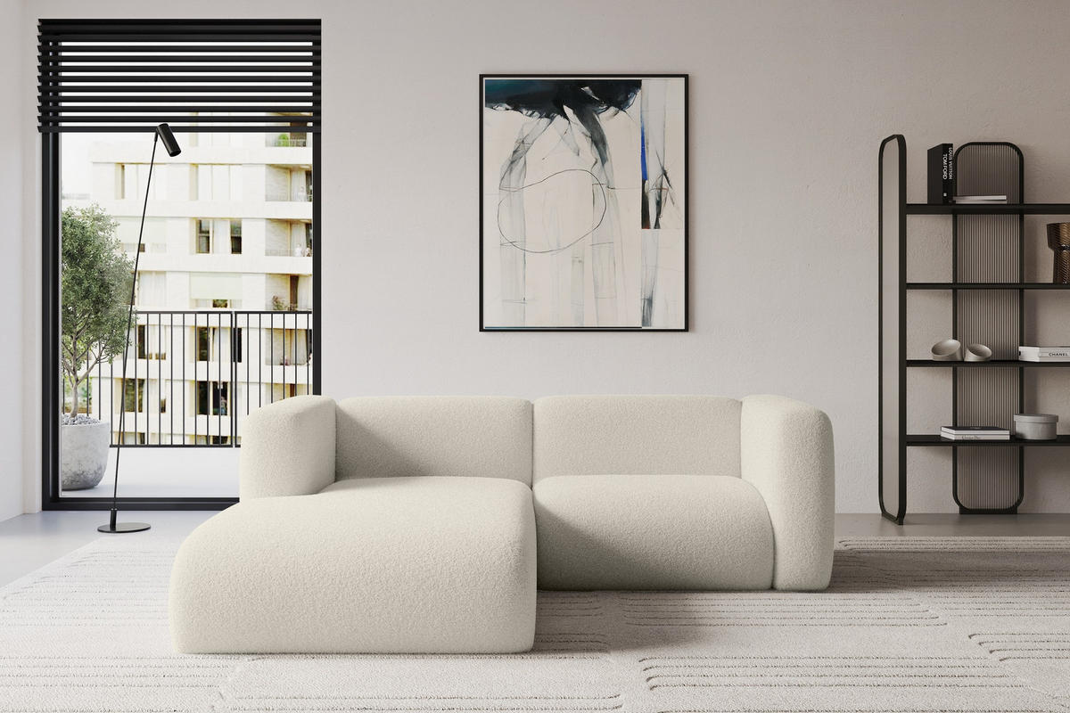 ECKSOFA Ottomane Links MIRA-L1 227x179x89 Beige Bouclé - Kaschmir/Beige, Holzwerkstoff/Kunststoff (227/179cm) - ALTDECOR