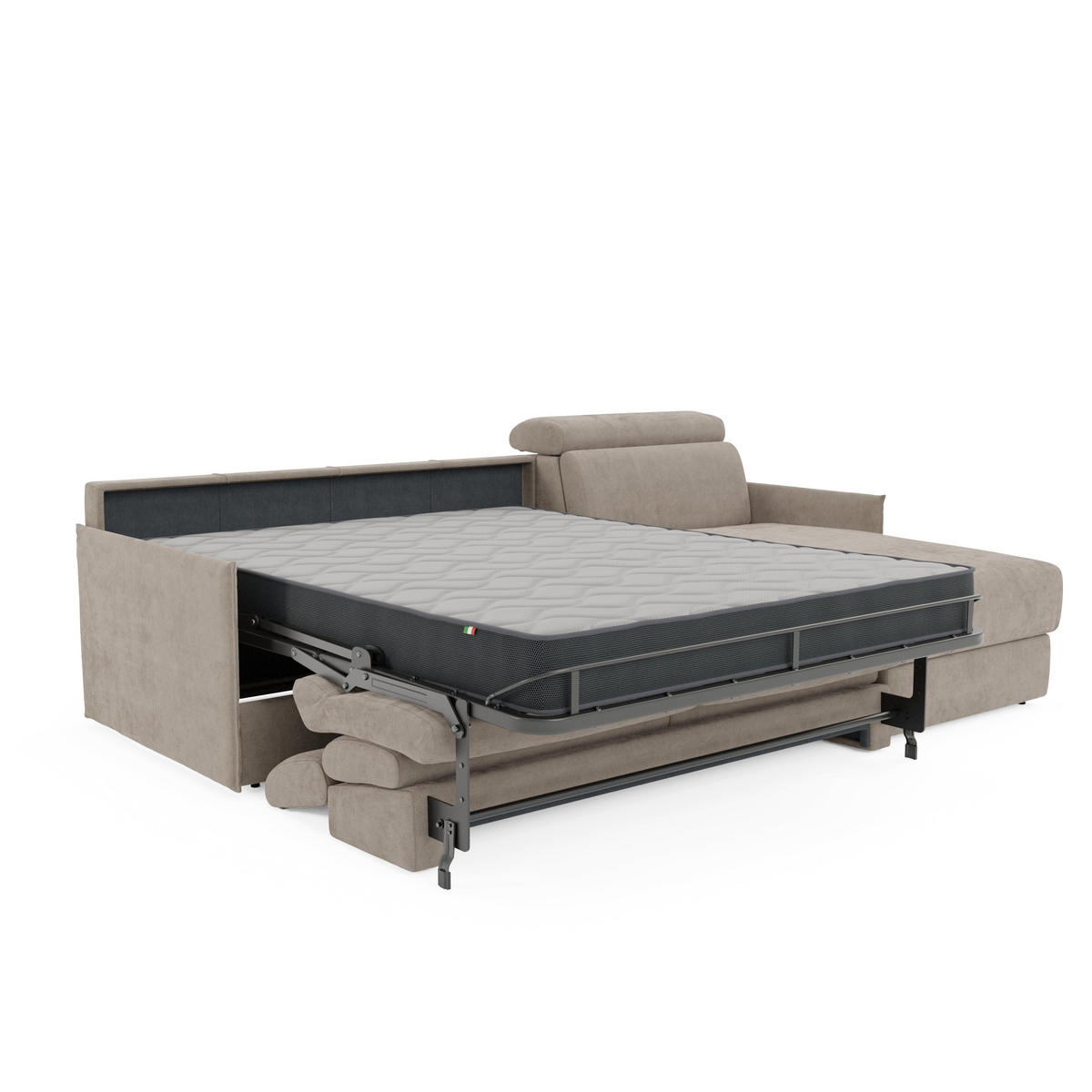 ECKSOFA Miryam - Graubraun, Metall (252/98cm) - Divani.store