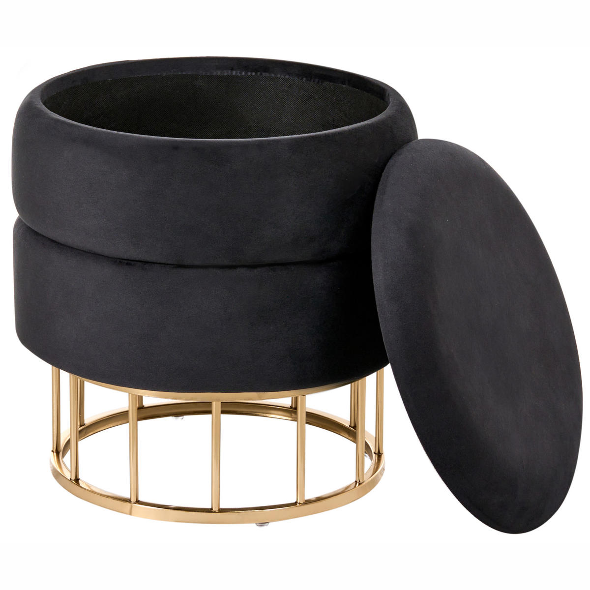 POUF Schwarz Elgin - Goldfarben/Schwarz, Textil (37/42/37cm) - Beliani
