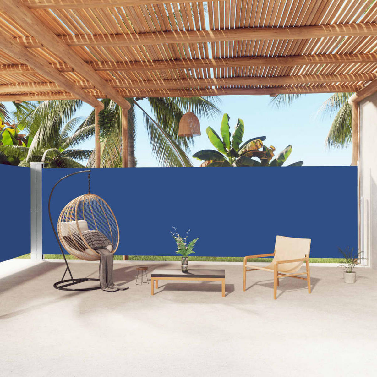 SEITENMARKISE Ausziehbar Blau 180x1000 cm - Blau, Textil (1000/180/1000cm) - furnicato