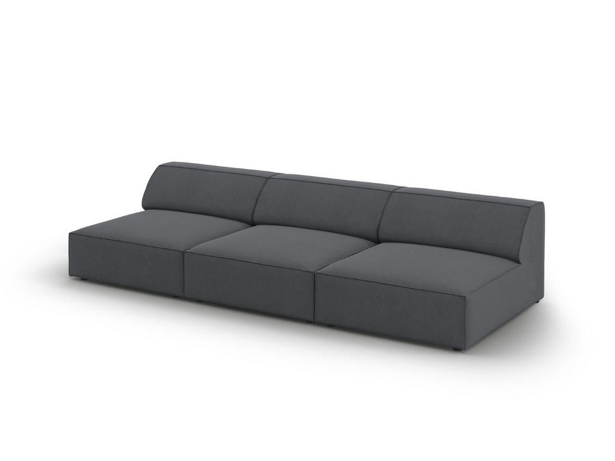 SOFA Jodie aus strukturiertem Stoff dunkelgrau 3 Sitzplätze - Dunkelgrau, Textil (102/70/240cm) - Micadoni
