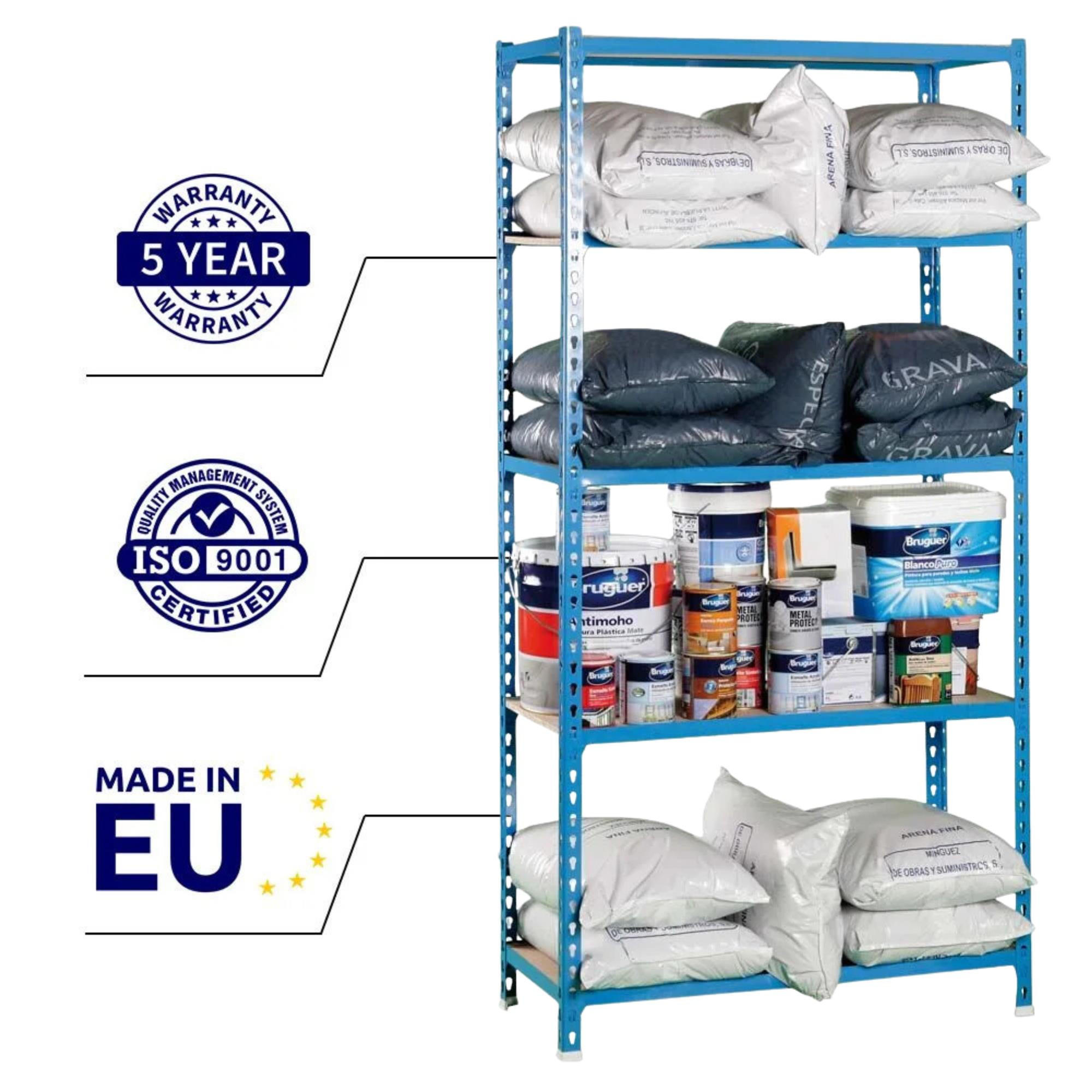 SCHWERLASTREGAL Big Muli HxBxT 200 x 100 x 50 cm 5 Fachböden Fachlast 150 kg Blau - Blau, Metall (100/200/50cm) - PROREGAL