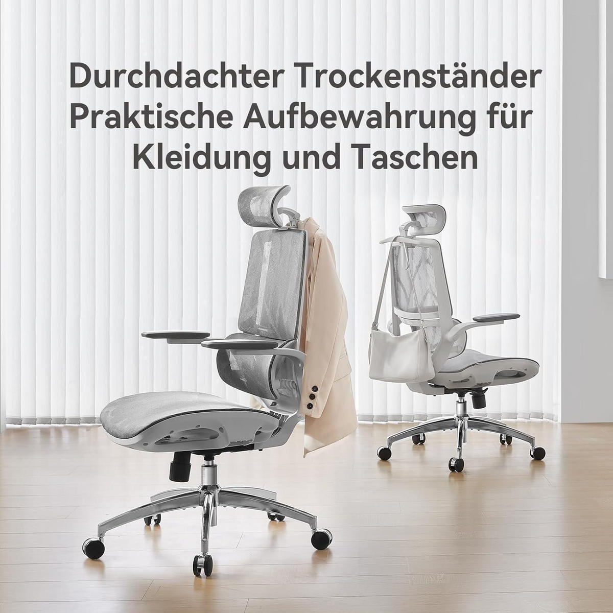BÜROSTUHL M59AS Mesh Weiß - Grau, Textil (64/113.5/70.5cm)