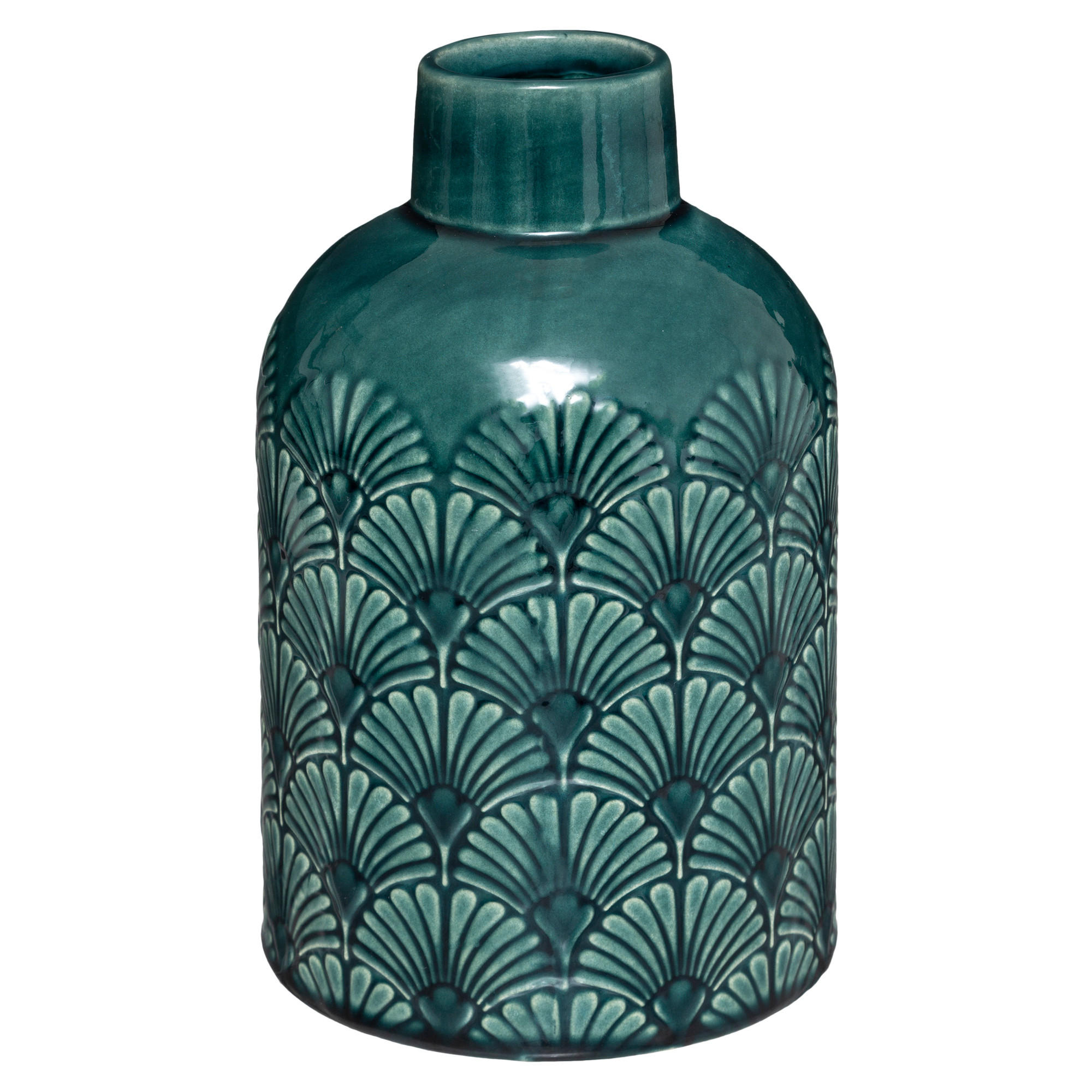 VINTAGE-VASE mit Verzierung 12,5/12,5/21 cm - Blau, Keramik (21cm) - Atmosphera Createur d´interieur