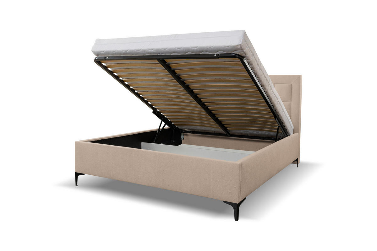 POLSTERBETT VENEZIA mit Kopfteil, 160 x200 cm, Doppelbett mit Bettkasten und Lattenrost aus Strukturstoff, Velourstoff, Frabe: Cappuccino - Cappuccino, Holz/Kunststoff (160/200cm) - VENASI MÖBEL