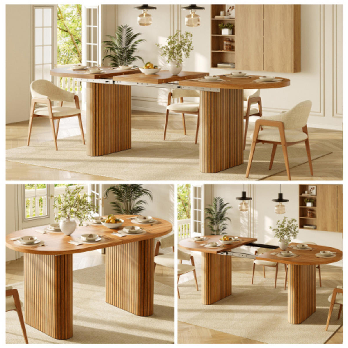 ESSTISCH Ausziehbarer120-160×80×75,5 cm aus MDF und Metall mit strukturierten Metallbeinen, braun - Braun, Holzwerkstoff (160/80/75.5cm) - Luhomfu