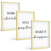 BILDER SET 3er Set - 40x60 cm Goldrahmen - Minimalistische Motivationsinschriften - Goldfarben, Kunststoff (40/60cm) - TULUP