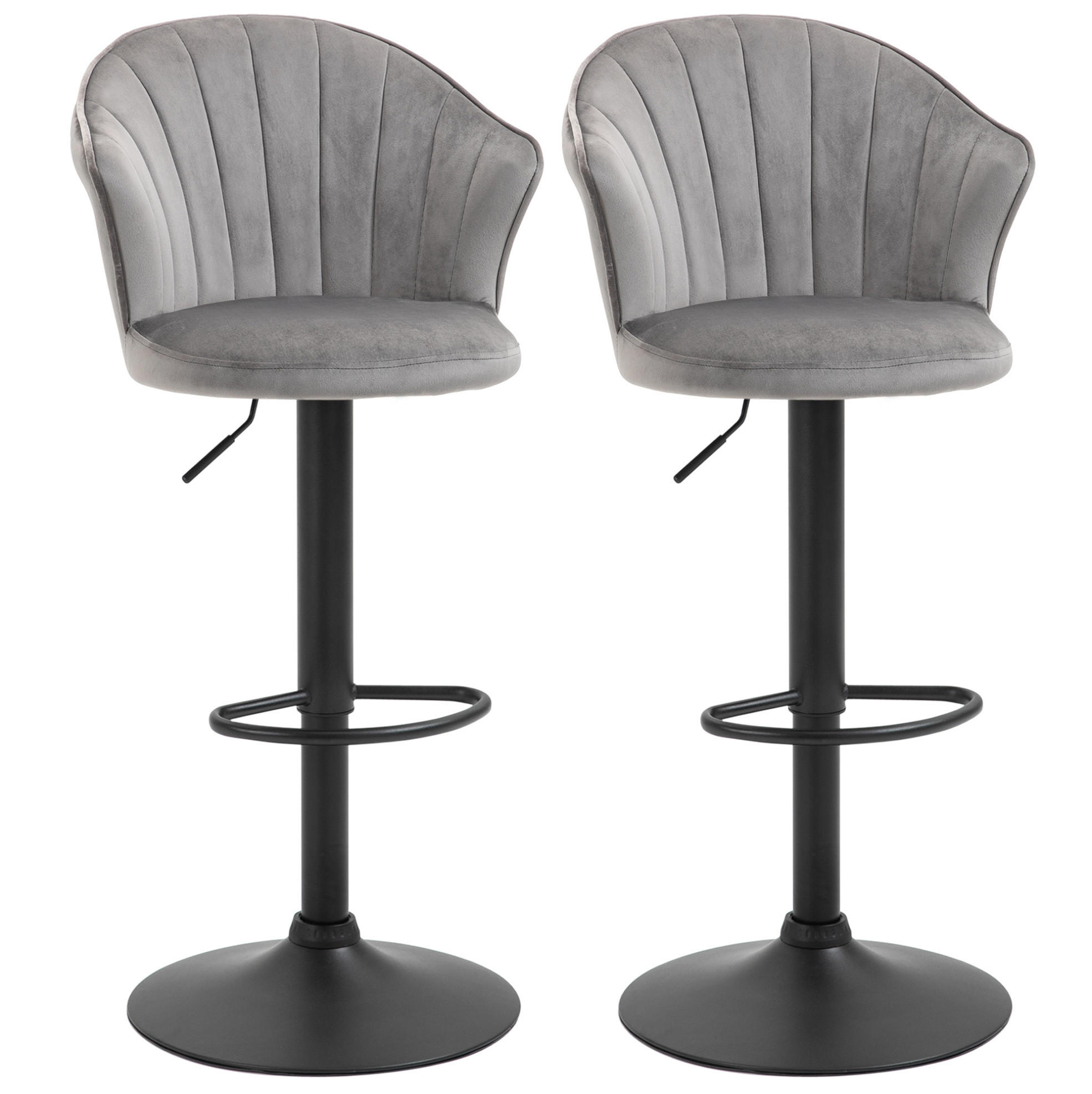 BARHOCKER 2er-Set höhenverstellbar drehbar Grau 54 x 56 x 91-111 cm - Grau, Metall (56/111/54cm) - Meubliv