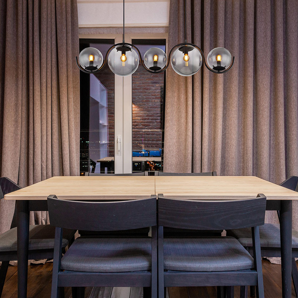 HÄNGELEUCHTE Glas Rauch Schwarz - Schwarz, Glas (100/20/120cm) - Globo Lighting