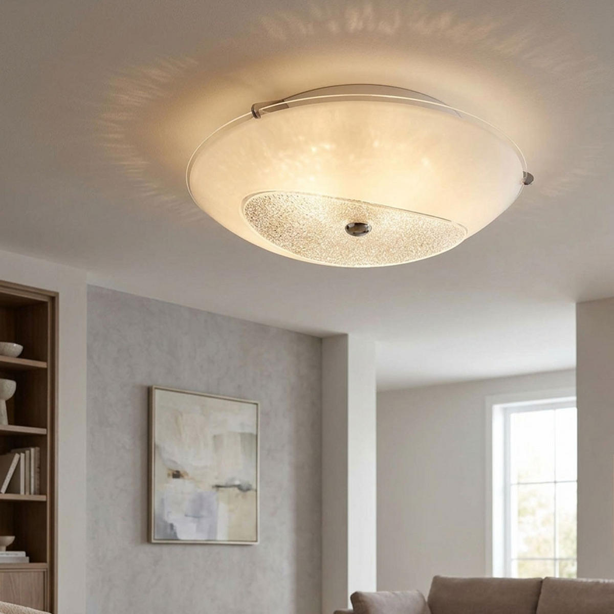 LED DECKENLEUCHTE KESSY Glas Chrom Weiß - Weiß, Glas (25/25/8cm) - Globo Lighting