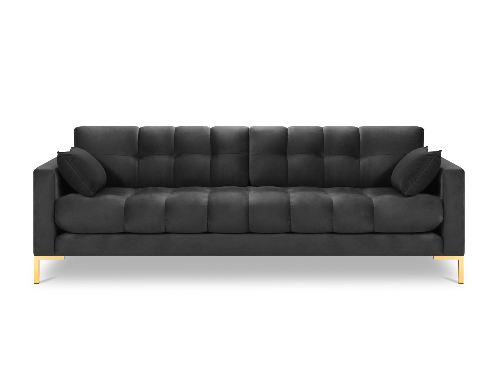 SOFA Mamaia aus Samt dunkelgrau 4 Sitzplätze - Dunkelgrau, Textil (92/75/217cm) - Micadoni