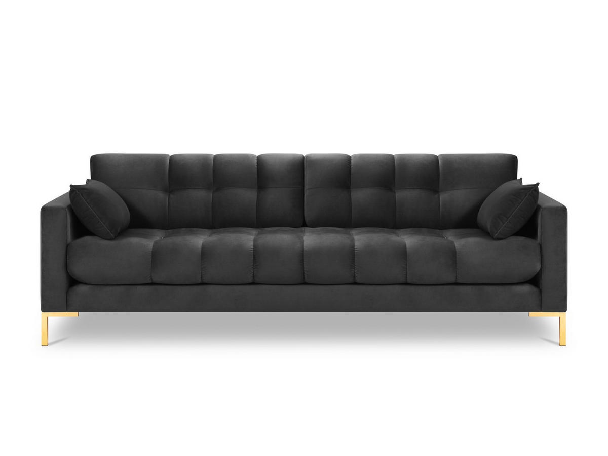 SOFA Mamaia aus Samt dunkelgrau 4 Sitzplätze - Dunkelgrau, Textil (92/75/217cm) - Micadoni