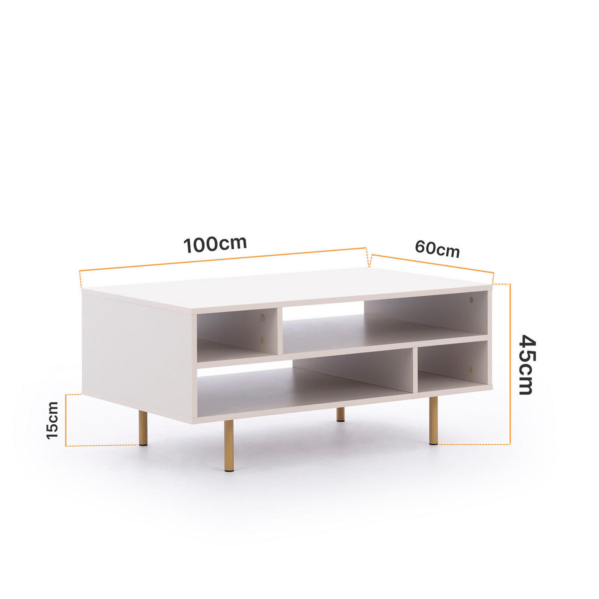 COUCHTISCH Nubia 100 x 60 Kaschmir - Kaschmir/Goldfarben, Holzwerkstoff/Metall (60/100/45cm) - Ravio