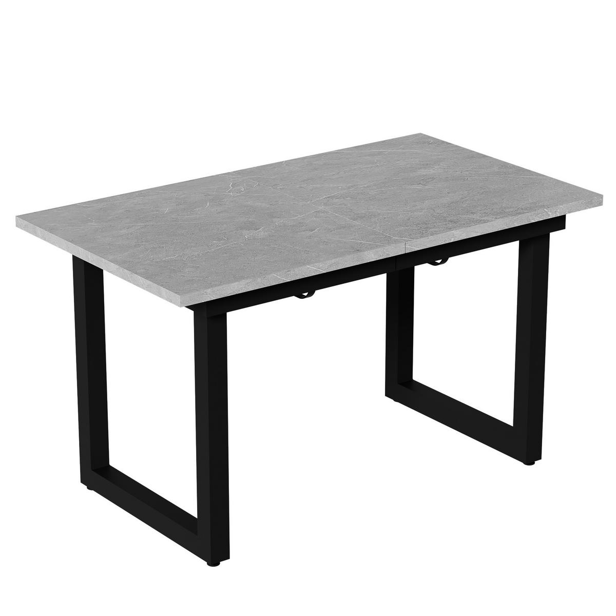 ESSTISCH Erweiterbar Betonoptik Schwarz Industriestil 140-180x80cm - Grau, Holzwerkstoff (180/80/75cm) - FLIEKS